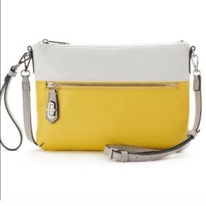 REED Krakoff crossbody bag, white & yellow w/ silver hardware, EUC!